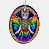 オーナメントクリスマスレインボーエンジェルキャット セラミックオーナメント (右)