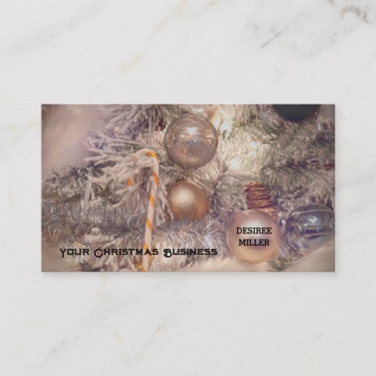 オーナメントクリスマス金ゴールドホワイトホリデーツリー 名刺 (正面)