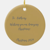 オーナメントゴールデン雪だるまとバラ セラミックオーナメント (裏面)