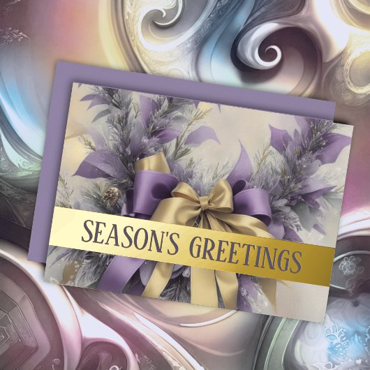 オーナメントサテンリボンエバーグリーンラベンダー金ゴールド 箔シーズンカード