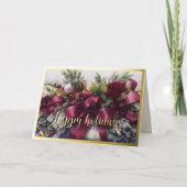 オーナメントサテンリボンフロックエバーグリーンブルゴーニュ シーズンカード (正面)