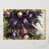 オーナメントサテンリボン常緑紫金ゴールド 箔シーズンカード (正面)