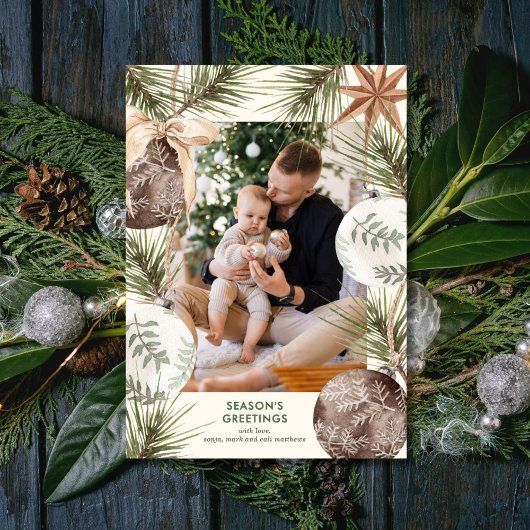 オーナメントサラウンドフォトホリデーカード シーズンカード