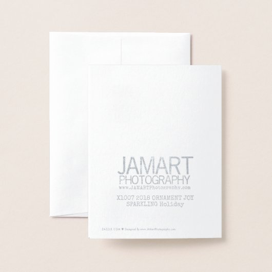 オーナメントジョイホリデーカードシルバー 箔カード (裏面封筒付き)