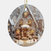 オーナメントジンガーブレッドキャンディコテージ セラミックオーナメント (左)