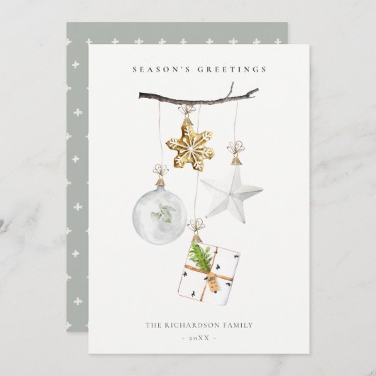 オーナメントスタークッキーチャイムシーズンの挨拶 シーズンカード (正面/裏面)