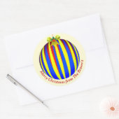 オーナメントストライプのクリスマス ラウンドシール (封筒)