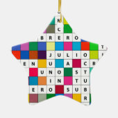 オーナメントスペインのな月のクロスワードパズルのデザインの セラミックオーナメント (裏面)