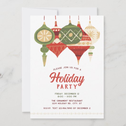 オーナメントズ素朴ホリデーパーティフラットホリデーカード シーズンカード (正面)