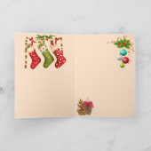 オーナメントトナカイのクリスマス折り返しグリーティングカード シーズンカード (内部)