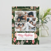 オーナメントパターンクリスマスファミリー5枚の写真 シーズンカード (スタンド正面)