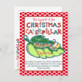 オーナメントパーソナライズされたクリスマスキャタピラーチャイルド シーズンポストカード (正面/裏面)