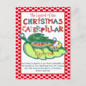 オーナメントパーソナライズされたクリスマスキャタピラーチャイルド シーズンポストカード (正面)