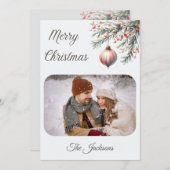 オーナメントパーソナライズされたクリスマスフォトカード シーズンカード (正面/裏面)