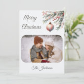 オーナメントパーソナライズされたクリスマスフォトカード シーズンカード (スタンド正面)