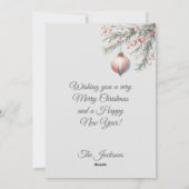 オーナメントパーソナライズされたクリスマスフォトカード シーズンカード (裏面)