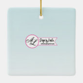 オーナメントパーソナライズされたトロピカルフラワーズオンブルーオム セラミックオーナメント (裏面)