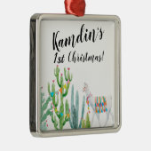 オーナメントパーソナライズされたボホラマボヘミアンカクティデュ メタルオーナメント (右)