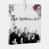 オーナメントパーソナライズされた熱帯花オンホワイト セラミックオーナメント (右)