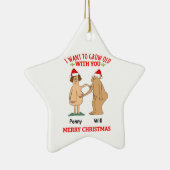 オーナメントパーソナライズされた老夫婦が成長したい セラミックオーナメント (右)