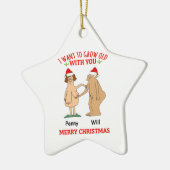 オーナメントパーソナライズされた老夫婦が成長したい セラミックオーナメント (左)