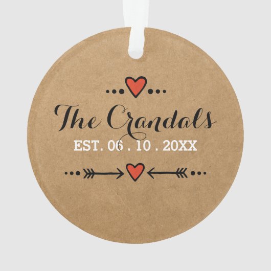 オーナメントピンクのハート結婚矢印 – の記念日 –  オーナメント (裏面)