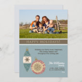 オーナメントファミリーホリデーカード(チョコレート/青) シーズンカード (正面/裏面)