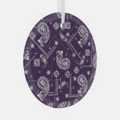 オーナメントペイズリーバンダナプリントパターン ガラスオーナメント (正面右)