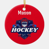 オーナメントホッケーパーソナライズされたギア- – 名前の追加# セラミックオーナメント (正面)