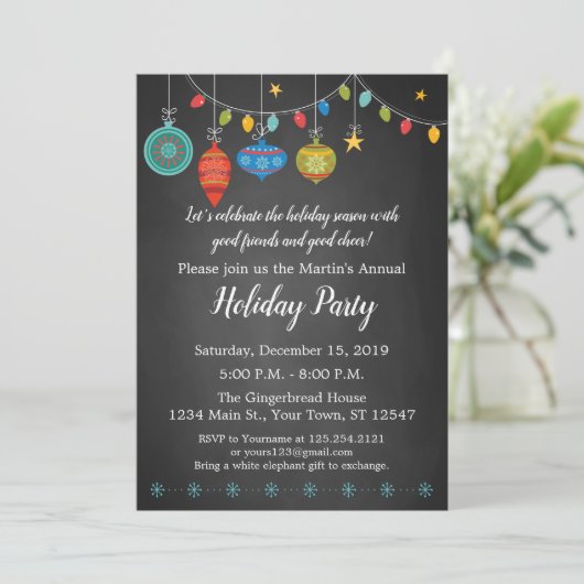 オーナメントホリデーシャルボードパーティの招待状 招待状 (スタンド正面)