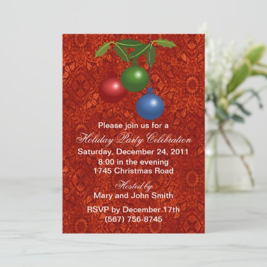 オーナメントホリデーパーティー招待状 招待状 (スタンド正面)