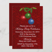 オーナメントホリデーパーティー招待状 招待状 (正面/裏面)