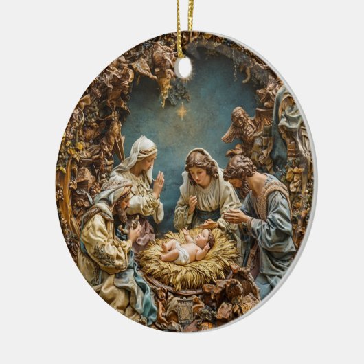 オーナメントホリーファミリー出生シーン セラミックオーナメント (左)