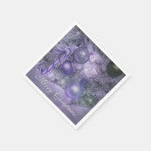 オーナメントメリークリスマスツリーパープルホリデー スタンダードカクテルナプキン (角)