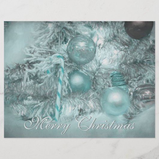 オーナメントメリークリスマスティール（緑がかった色）グリーンホリデーツリー (正面)