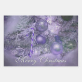 オーナメントメリークリスマスパープルホリデーツリー ラッピングペーパーシート (正面)