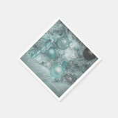 オーナメントメリークリスマスホリデーティール（緑がかった色）グリーンツリー スタンダードカクテルナプキン (角)