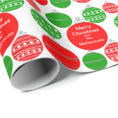 オーナメントメリークリスマス名前をカスタムする ラッピングペーパー (ロールコーナー)