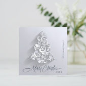 オーナメントモダンクリスマスツリー挨拶シンプル シーズンカード (スタンド正面)