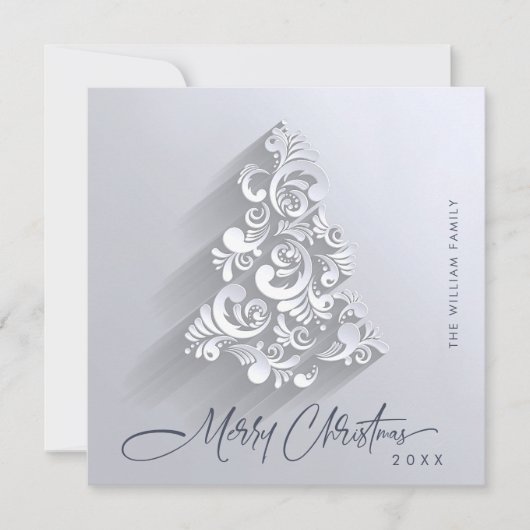 オーナメントモダンクリスマスツリー挨拶シンプル シーズンカード (正面)