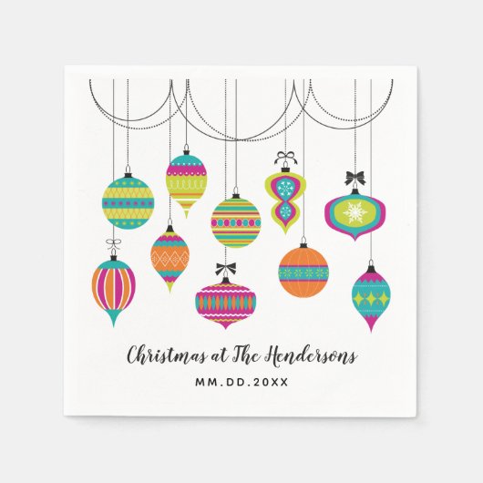 オーナメントモダンズクリスマスホリデー スタンダードカクテルナプキン (正面)