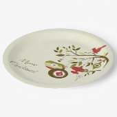 オーナメントモダンズバードオンツリーメリークリスマス ペーパープレート (アングル)