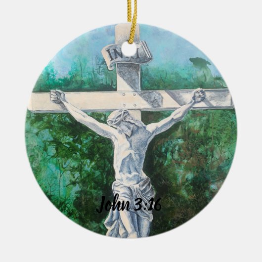 オーナメントモダンヨハネ3:16信仰の教会の牧師 セラミックオーナメント (正面)