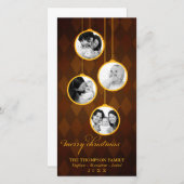 オーナメントモダン金ゴールド&ブラウンメリークリスマス シーズンカード (正面/裏面)