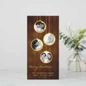 オーナメントモダン金ゴールド&ブラウンメリークリスマス シーズンカード (スタンド正面)