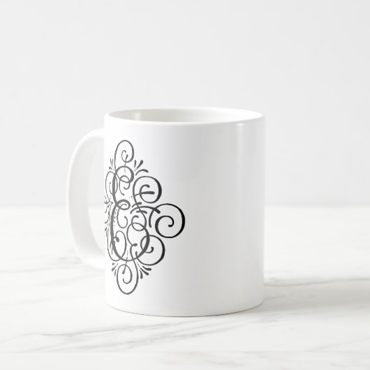 オーナメントモノグラムスワッシュパーソナライズされた コーヒーマグカップ (正面左)