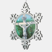 オーナメントヨハネ3:16信仰の教会の牧師 スノーフレークピューターオーナメント (右)