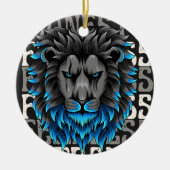 オーナメントライオンのパターン前向き セラミックオーナメント (正面)