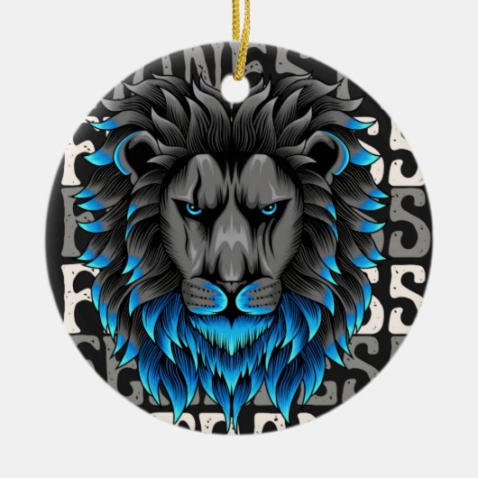 オーナメントライオンのパターン前向き セラミックオーナメント (正面)