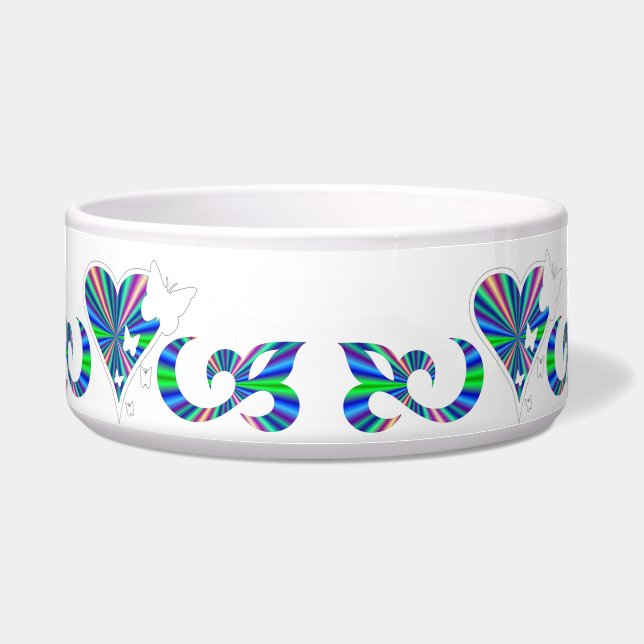 オーナメントレインボーハートと蝶とユリ ボウル (正面)